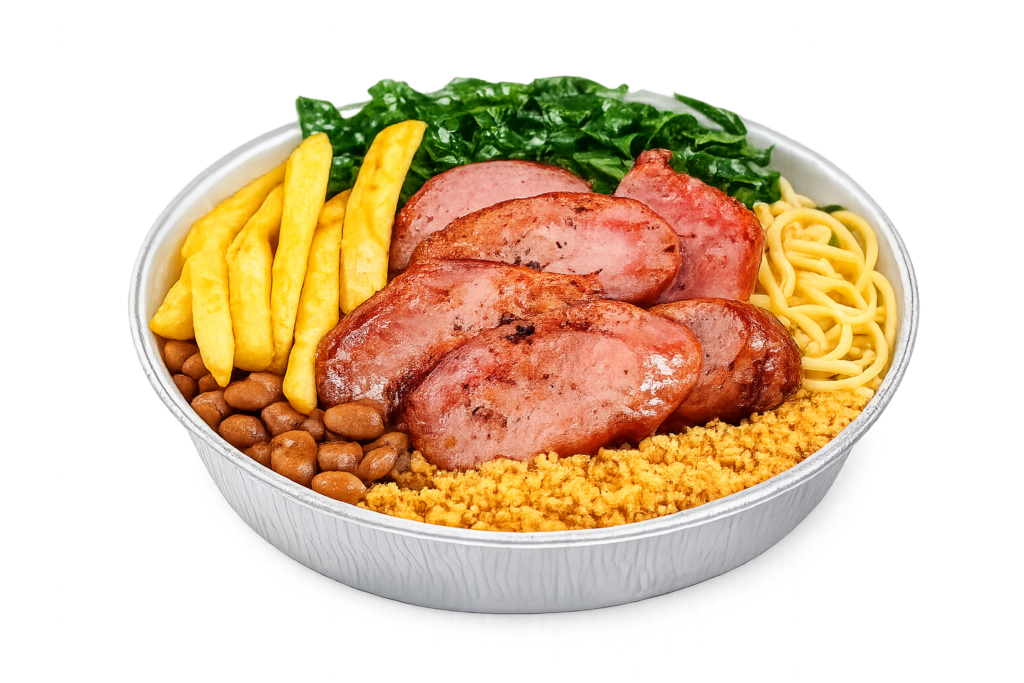 Marmitex com linguiça assada P/M/G