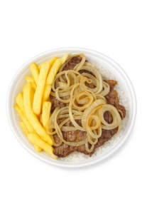 Marmitex com Bife acebolado