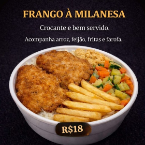 Marmitex Frango á Milanenesa R$18