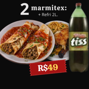 COMBO (2) MARMITEX (PANQUECA + FRANGO + REFRIGERANTE 2L) R$49