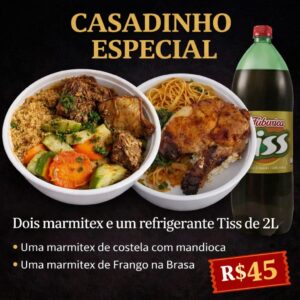 COMBO (2) MARMITEX  (FRANGO + COSTELA + REFRIGERANTE 2L) R$45