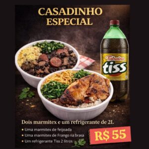 COMBO (2) MARMITEX (FEIJOADA + FRANGO ASSADO + REFRI 2L) R$55,00