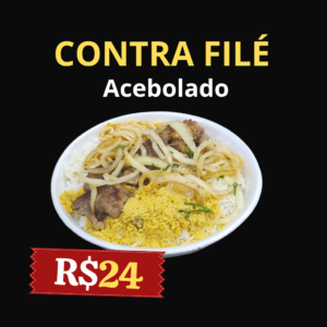 suculento contra filé acebolado